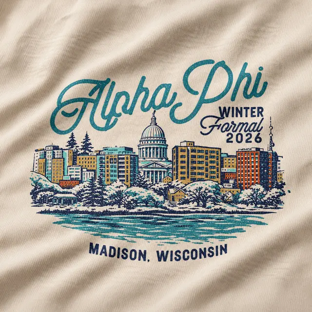 Alpha Phi Hand Drawn Cityscape Winter Formal Sweater