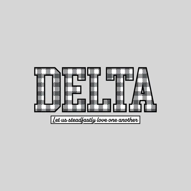 Delta Delta Delta Checkered Block Text PR Crewneck