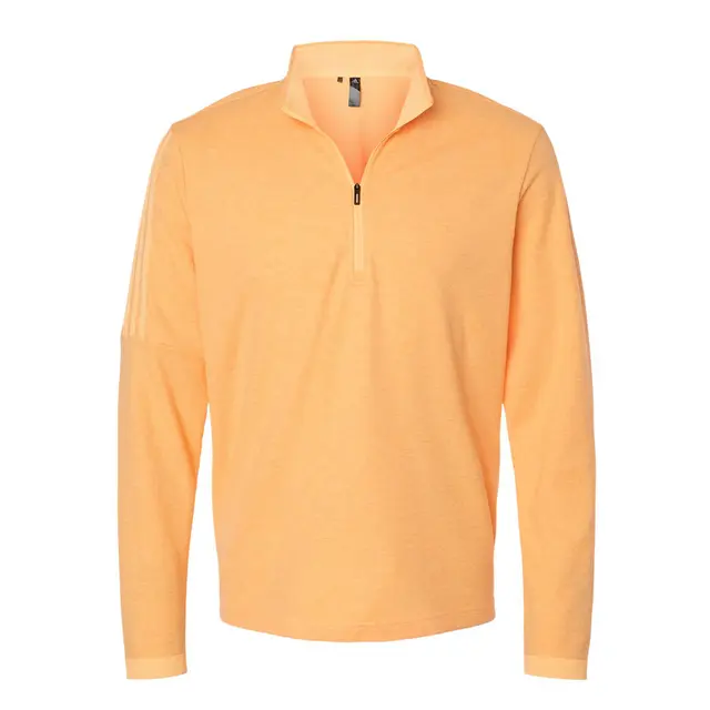 Adidas Men's 3-Stripes Quarter-Zip Sweater Pullover Acid Orange Melange Front