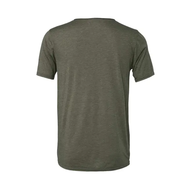 Customizable Bella + Canvas Unisex Triblend Raw Neck Tee 3414 Military Green Back