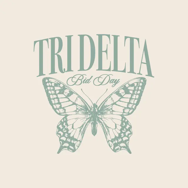 Delta Delta Delta Butterfly Illustration Bid Day Crewneck