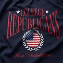 College Republicans Curved Text American Flag Crest Crewneck