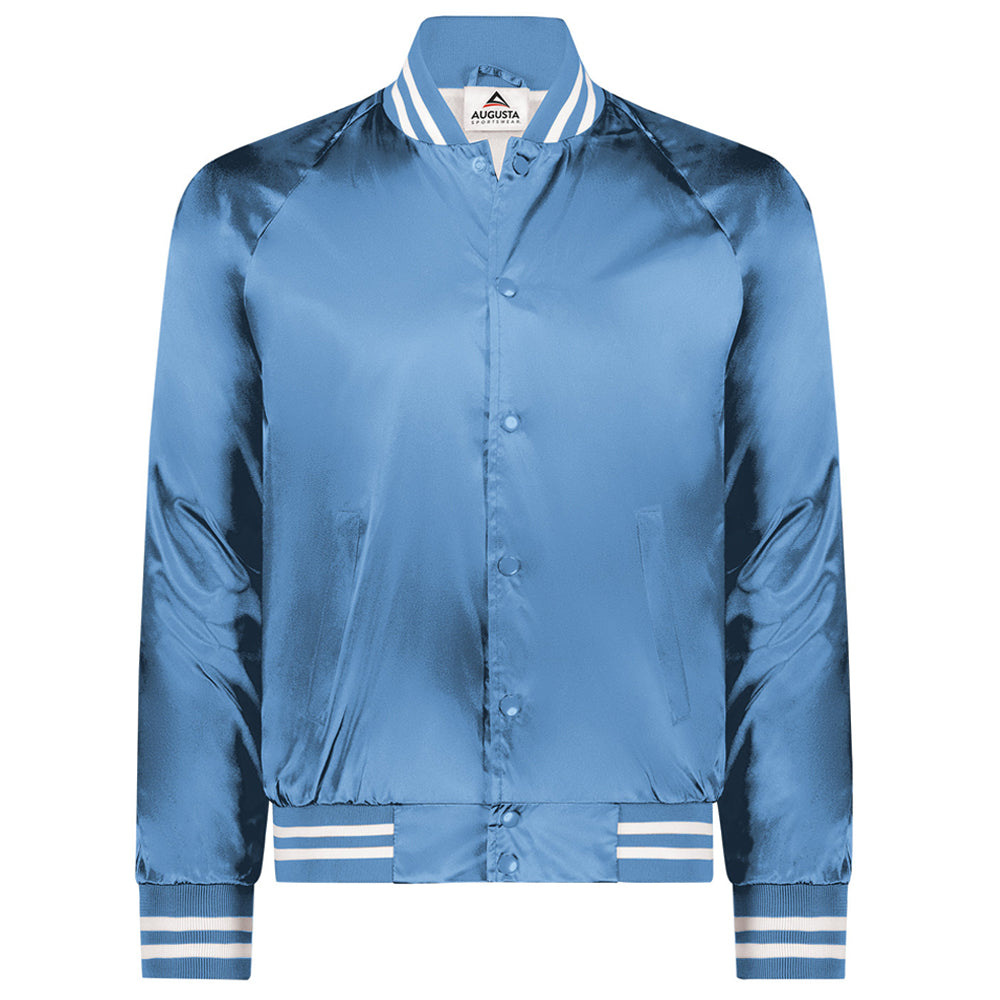 Augusta Unisex Striped Trim Satin Baseball Jacket | Fresh Prints