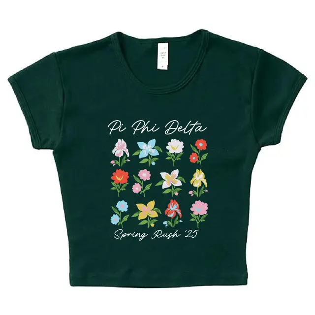 Pi Phi Delta Floral Grid Spring Rush Shirt 2