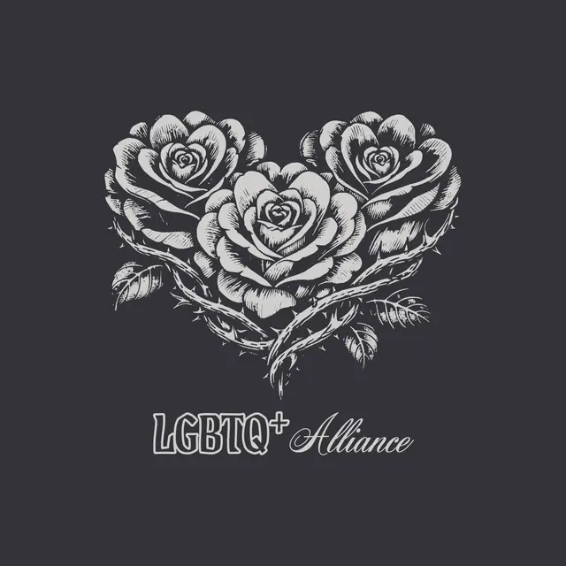 LGBTQ+ Alliance Rose Heart and Script Text PR Shirt