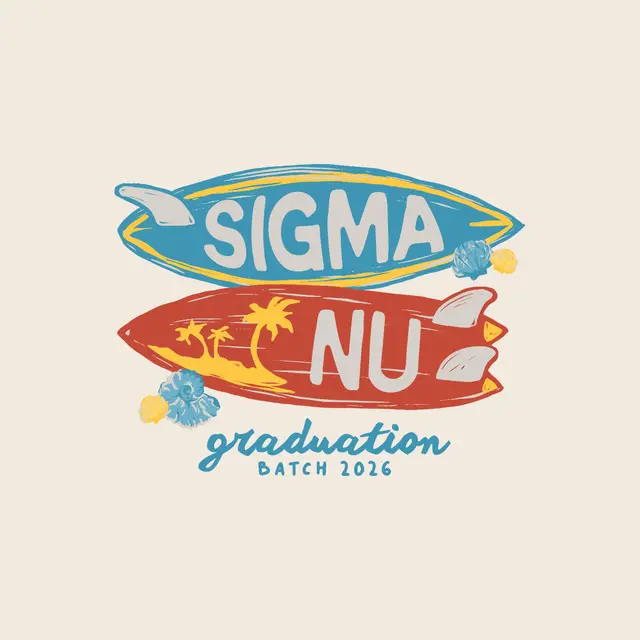 Sigma Nu Surfboard Graphic Graduation Crewneck