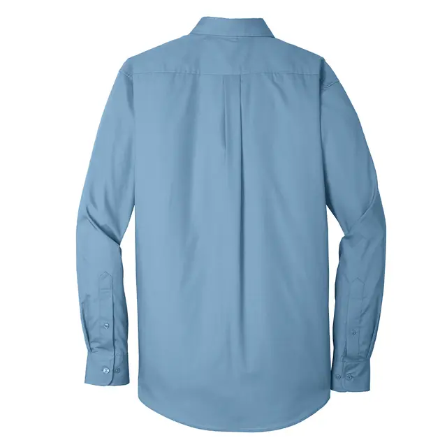 Port Authority Long Sleeve Carefree Poplin Shirt Carolina Blue Back