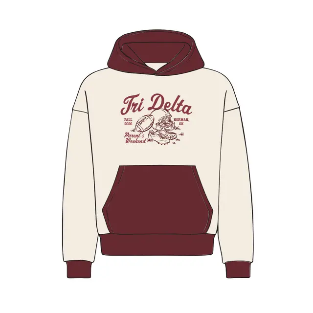 Delta Delta Delta Football Illustration Parents Weekend Hoodie 2