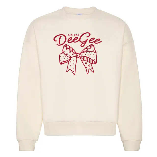 Patterned Bow Drawing in Red Bid Day Sweater Design for Delta Gamma