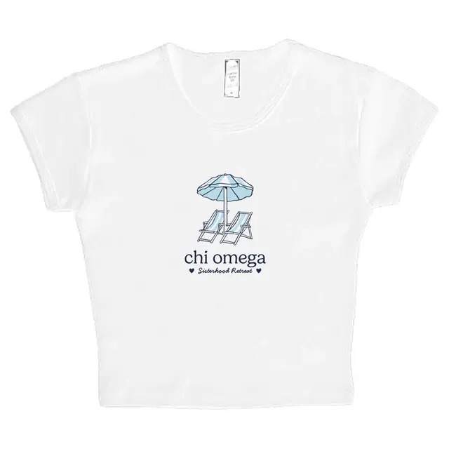 Chi Omega Beach Chairs and Umbrella Sisterhood Retreat Shirt 2