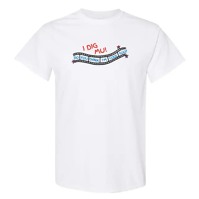 I Dig Mu Handdrawn Film Strip Graphic PR Shirt Design for Phi Mu