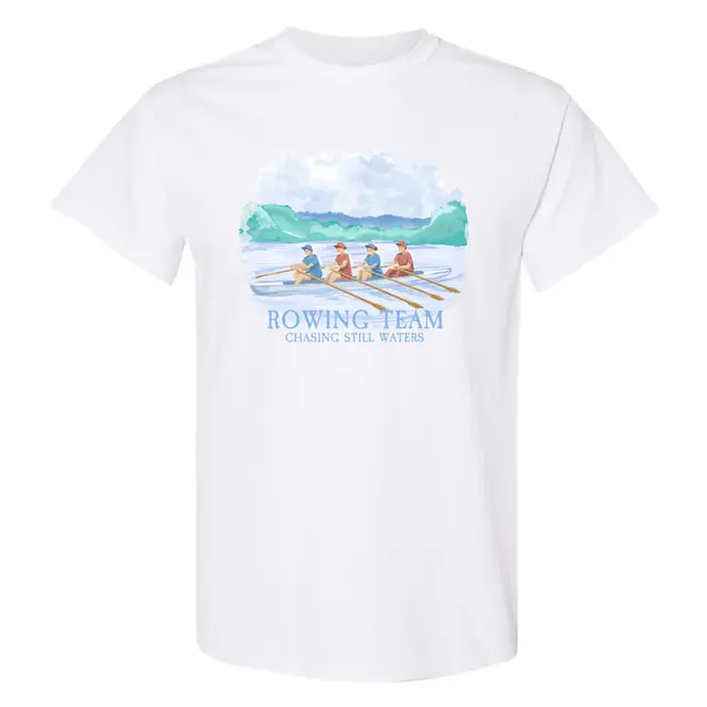 Athlete Scenery in Watercolor Painting PR Shirt Design for Rowing Team