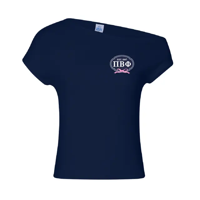 Pi Beta Phi Pink Dotted Oval with Ribbon PR Shirt 2