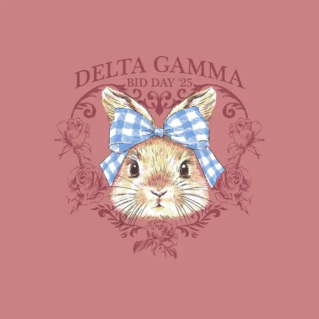 Delta Gamma Bunny with Roses Bid Day Shirt