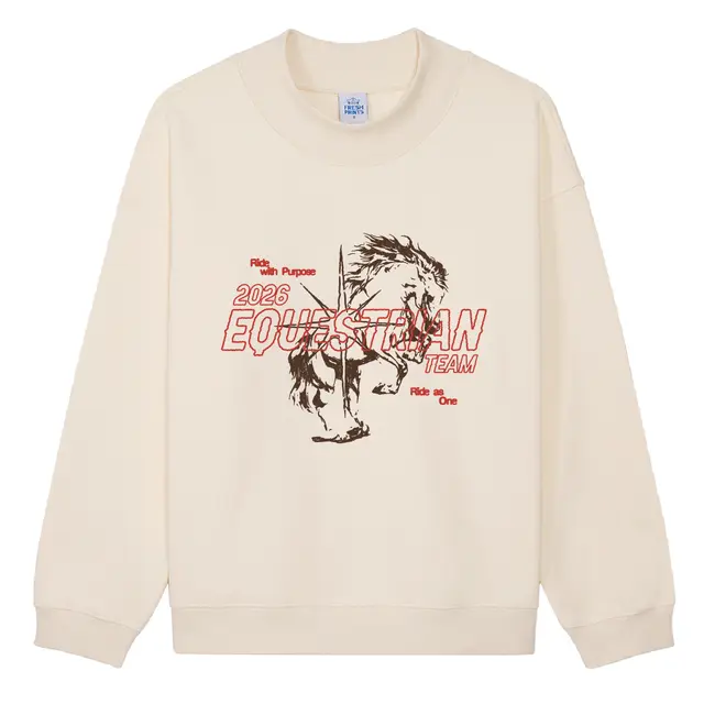 Equestrian Team Bold Outline Text Horse Illustration PR Sweater 2
