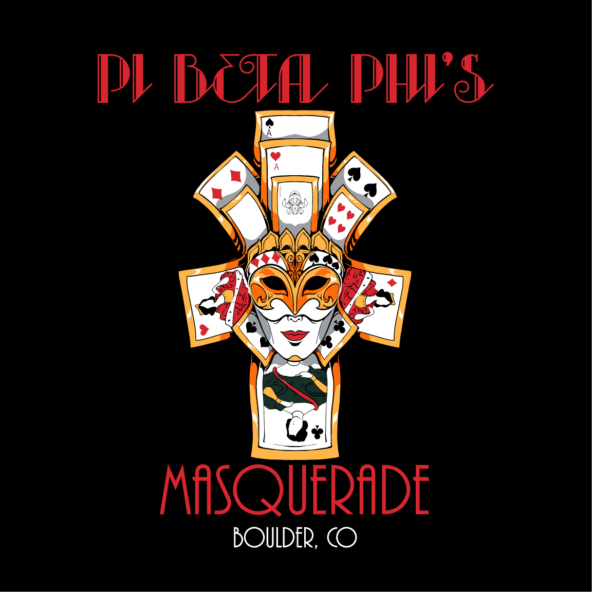 Mask Card Winter Formal Hoodie Pi Beta Phi Merch | Fresh Prints