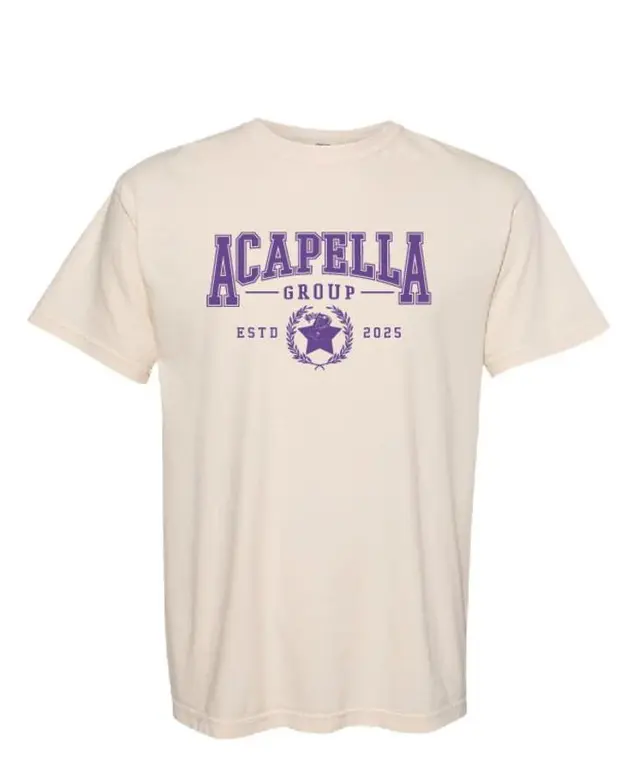 Acapella Group Classic Purple Lettering PR Shirt | Fresh Prints
