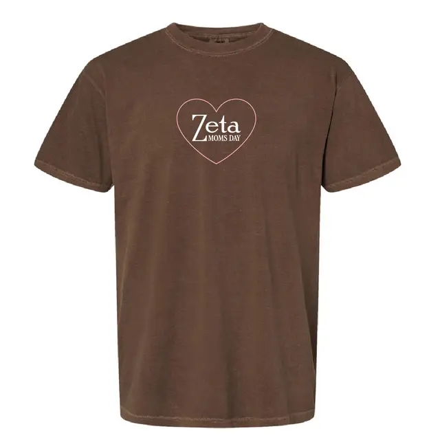 Zeta Tau Alpha Heart Outline and Serif Texts Moms Day Shirt 2