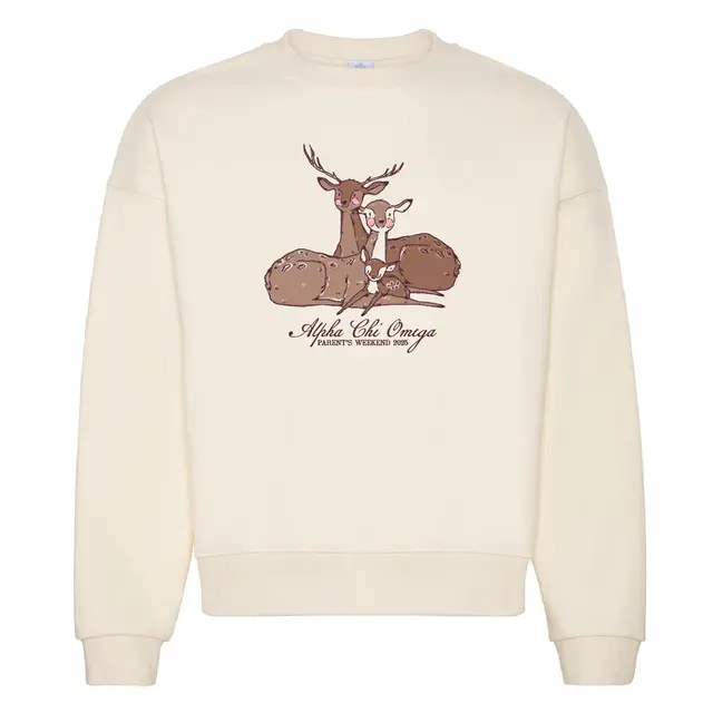 Alpha Chi Omega Deer Illustration Parent's Weekend Crewneck 2