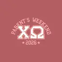 Chi Omega Distressed Block Text Parent's Weekend Crewneck