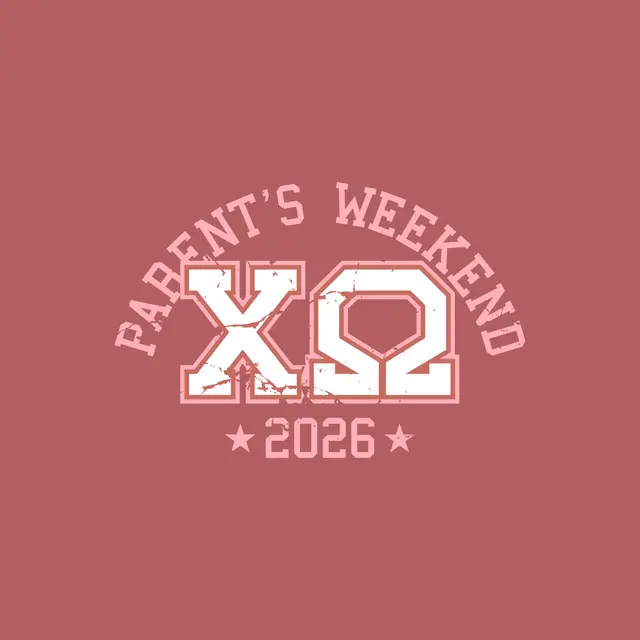 Chi Omega Distressed Block Text Parent's Weekend Crewneck