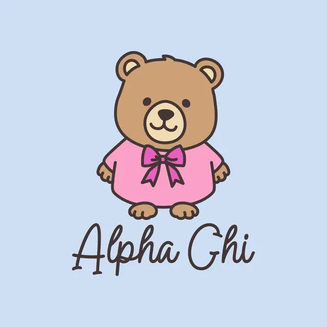 Alpha Chi Omega Cute Bear Illustration PR Hoodie