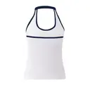 Fresh Prints Shelby Backless Halter Top White Navy mto Back