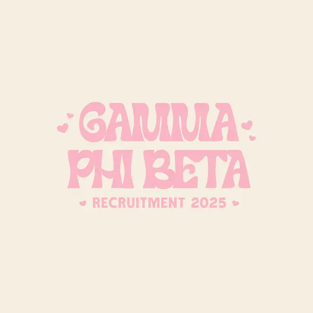 Gamma Phi Beta Pink Hearts Text Recruitment Hoodie