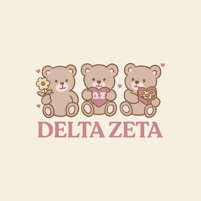 Delta Zeta Teddy Bears with Hearts PR Hoodie
