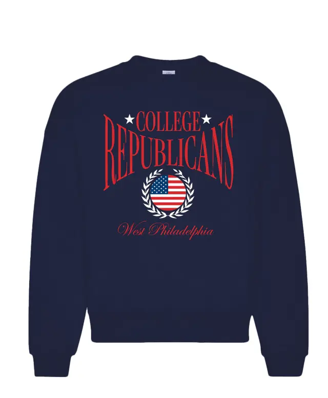 College Republicans Curved Text American Flag Crest Crewneck