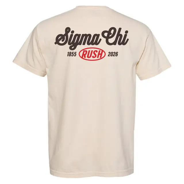 Sigma Chi Script Text with Red Oval Rush Shirt 2