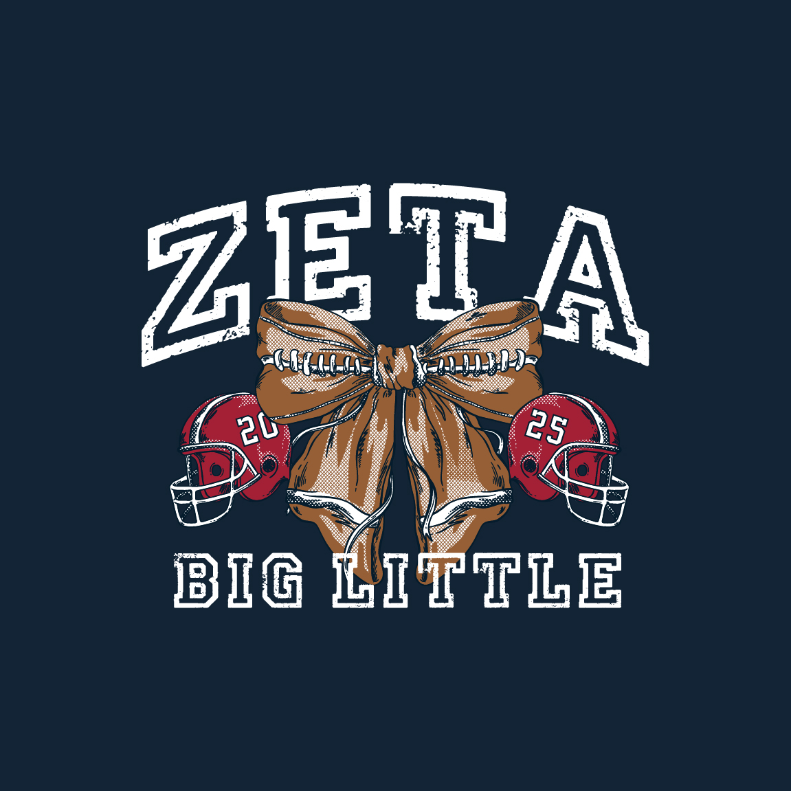 Zeta Tau Alpha Football Ribbon and Helmet Drawing Big Little Reveal ...