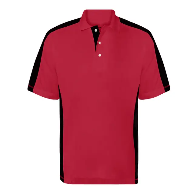 FeatherLite Colorblocked Moisture Free Mesh Polo 0465 Red- Black Front