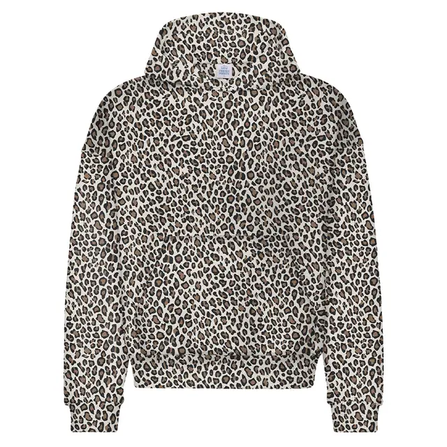 Fresh Prints FP109 Leopard Print Heavy weight Hoodie Mocha Front