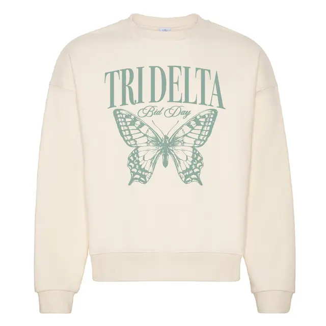 Delta Delta Delta Butterfly Illustration Bid Day Crewneck 2