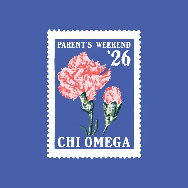 Chi Omega Floral Stamp Design Parent's Weekend Shirt