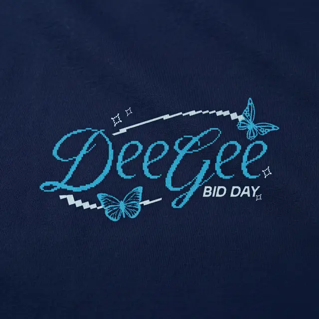 Delta Gamma Flowing Script Butterfly Bid Day Tank