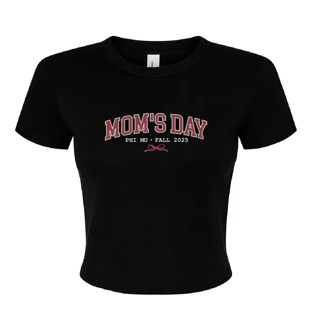 Phi Mu Bold Arch Text with Ribbon Mom's Day Shirt 2