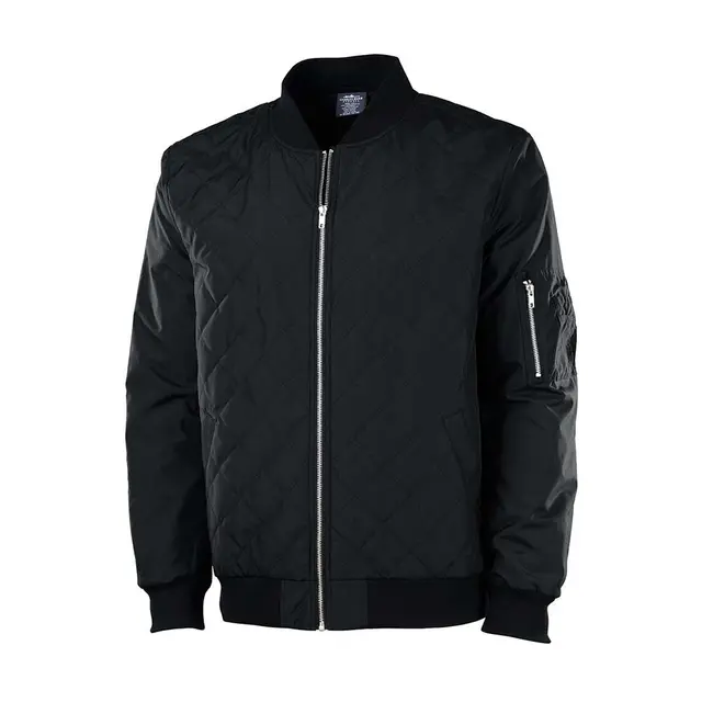 Customizable Charles River Men's Quilted Boston Flight Jacket 9027 Black Front