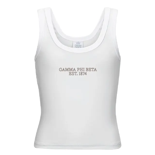 Gamma Phi Beta Classic Serif Text PR Tank 2