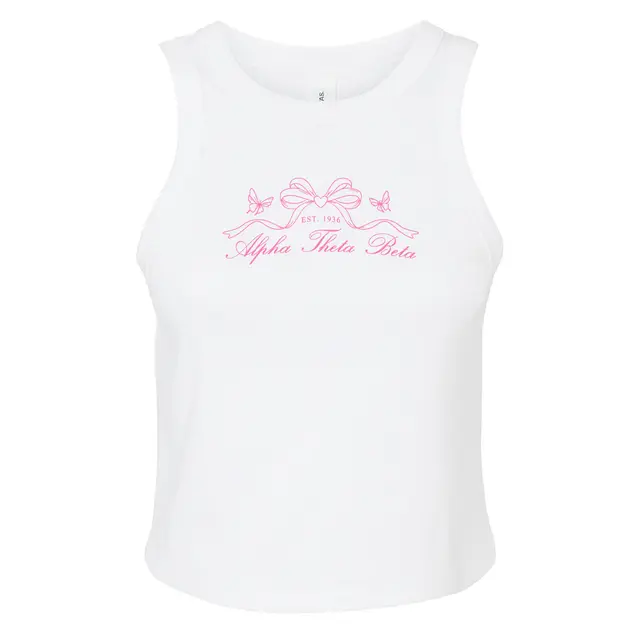 Alpha Theta Beta Pink Bow with Butterflies PR Tank 2