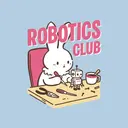 Robotics Club Bunny and Robot Art PR Shirt