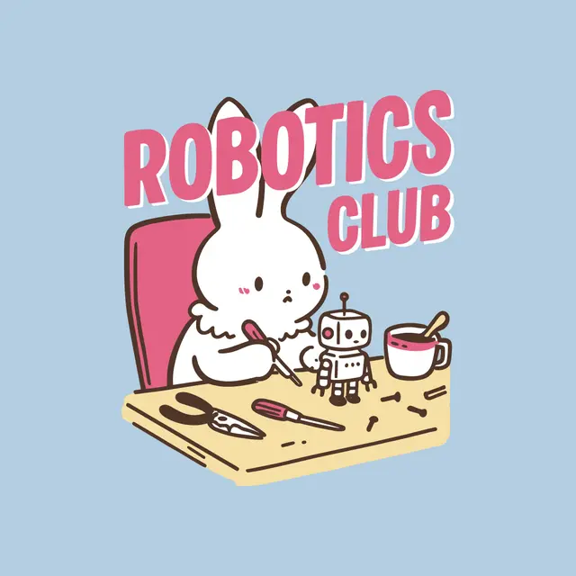 Robotics Club Bunny and Robot Art PR Shirt
