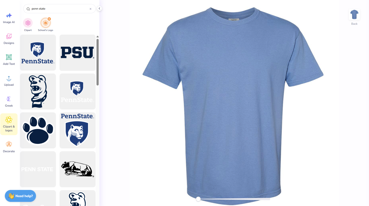 Penn State Logos on Fresh Prints Design Tool