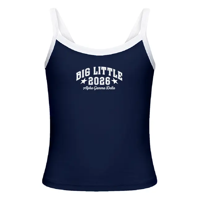 Alpha Gamma Delta Bold Star Text Big Little Reveal Tank 2
