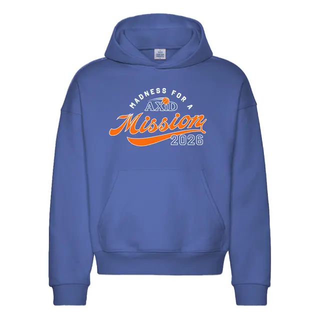 Alpha Xi Delta Script and Block Text Philanthropy Hoodie 2