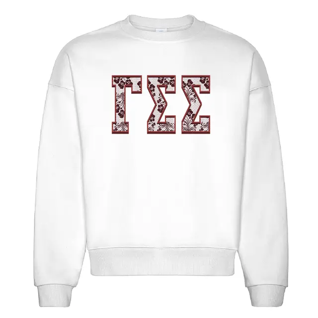 Gamma Sigma Sigma Floral Pattern Text PR Crewneck 2