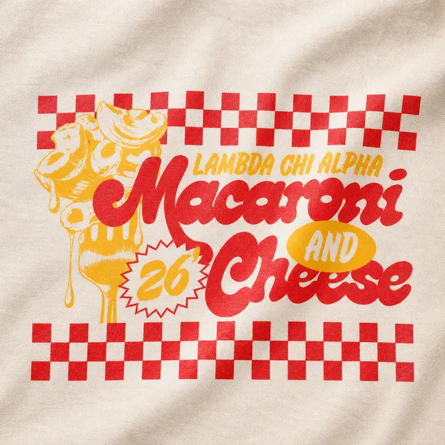 Lambda Chi Alpha Checkered Pattern Macaroni Cheese Shirt