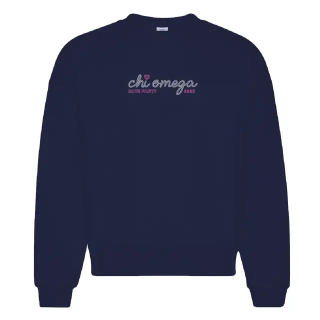 Chi Omega Heart Broken Lines Lettering Date Party Crewneck 2
