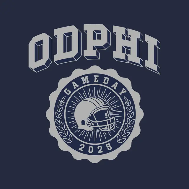 Omega Delta Phi ODPHI Bold Block Text with Football Theme Game Day Hoodie